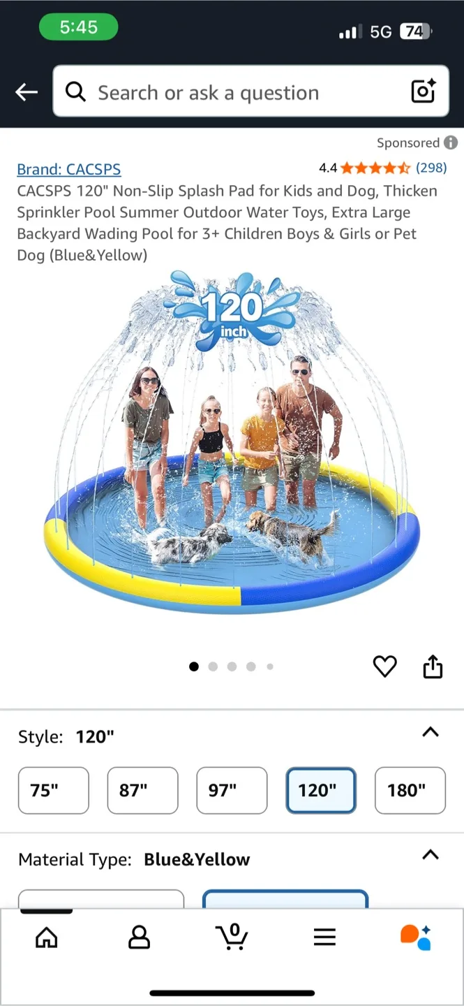 CACSPS 140" Non-Slip Splash Pad for Kids and Dog image indicator(2)