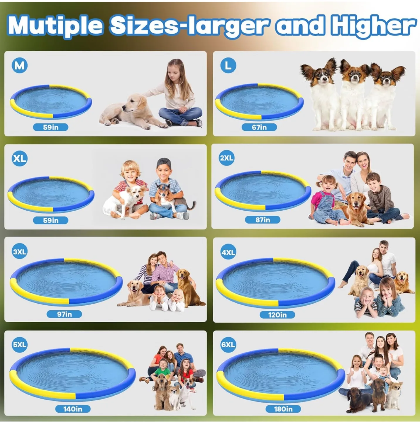 CACSPS 140" Non-Slip Splash Pad for Kids and Dog image indicator(6)