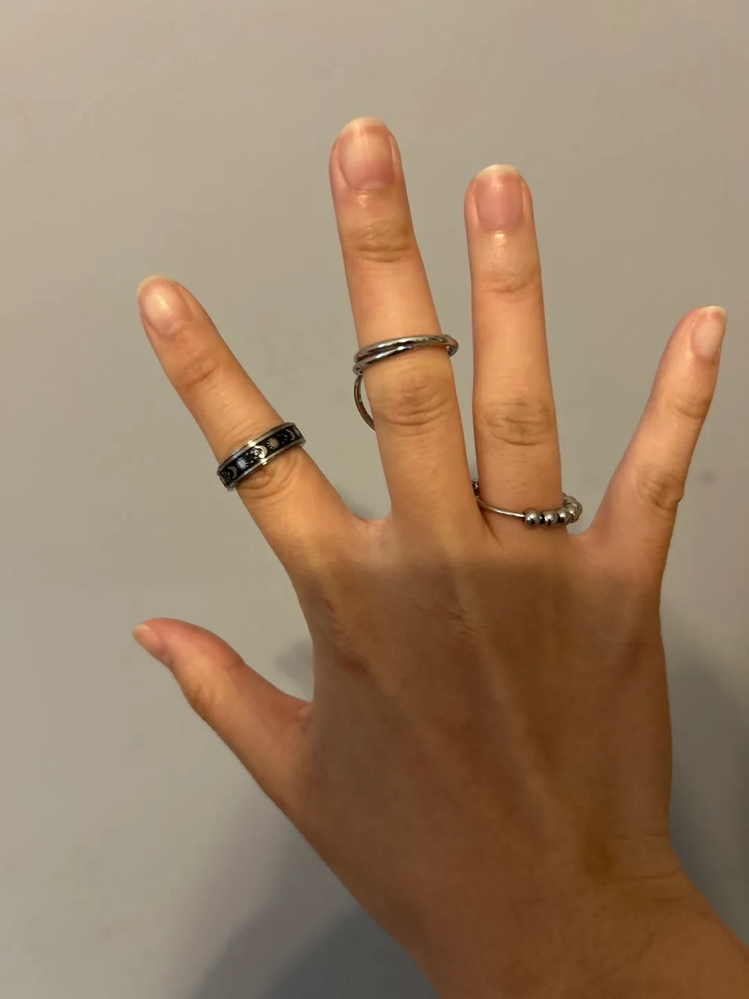 Three Silver Fidget Anxiety Rings All Size Seven thumbnail