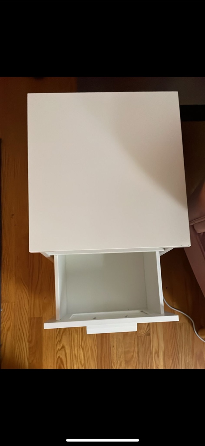 White Nightstand with Drawer and Shelf - photo 4