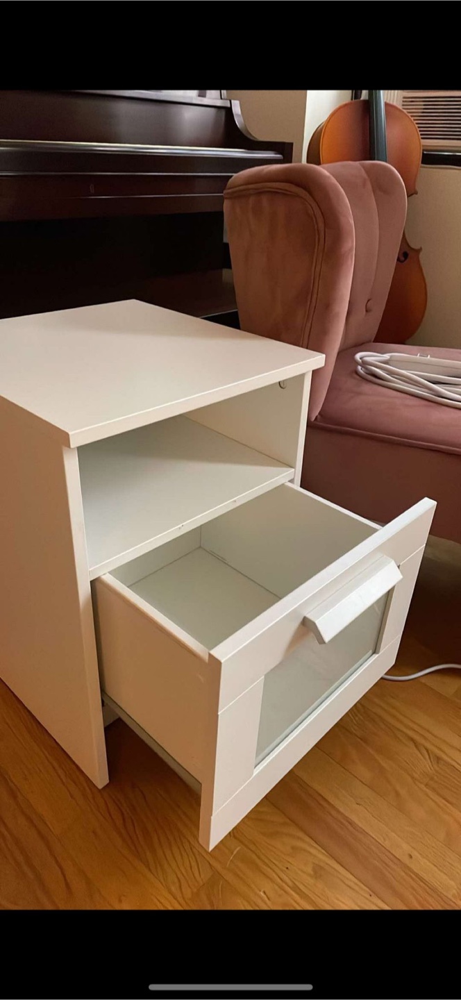 White Nightstand with Drawer and Shelf - photo 3