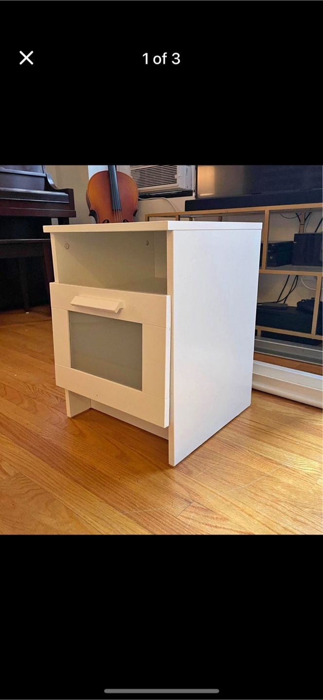 White Nightstand with Drawer and Shelf - photo 2