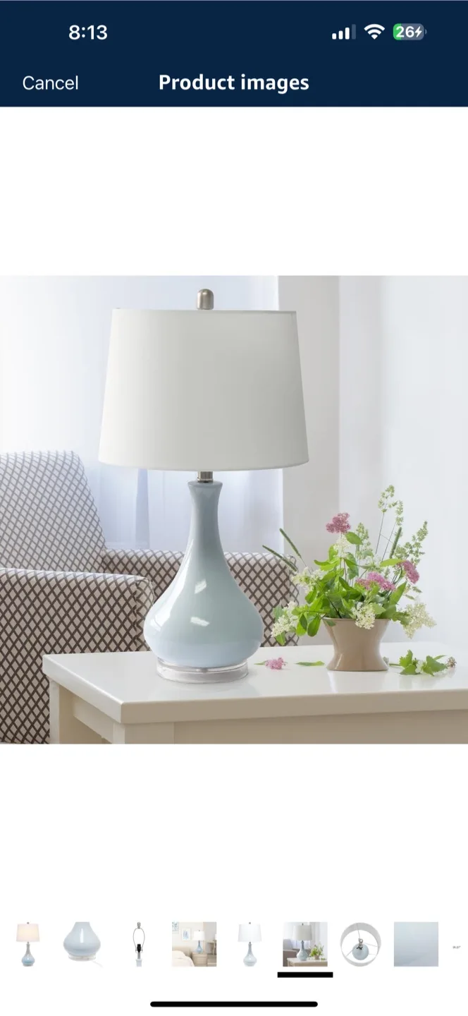 RWCCCRWS Ceramic Table Lamp, Light Blue, White Shade thumbnail