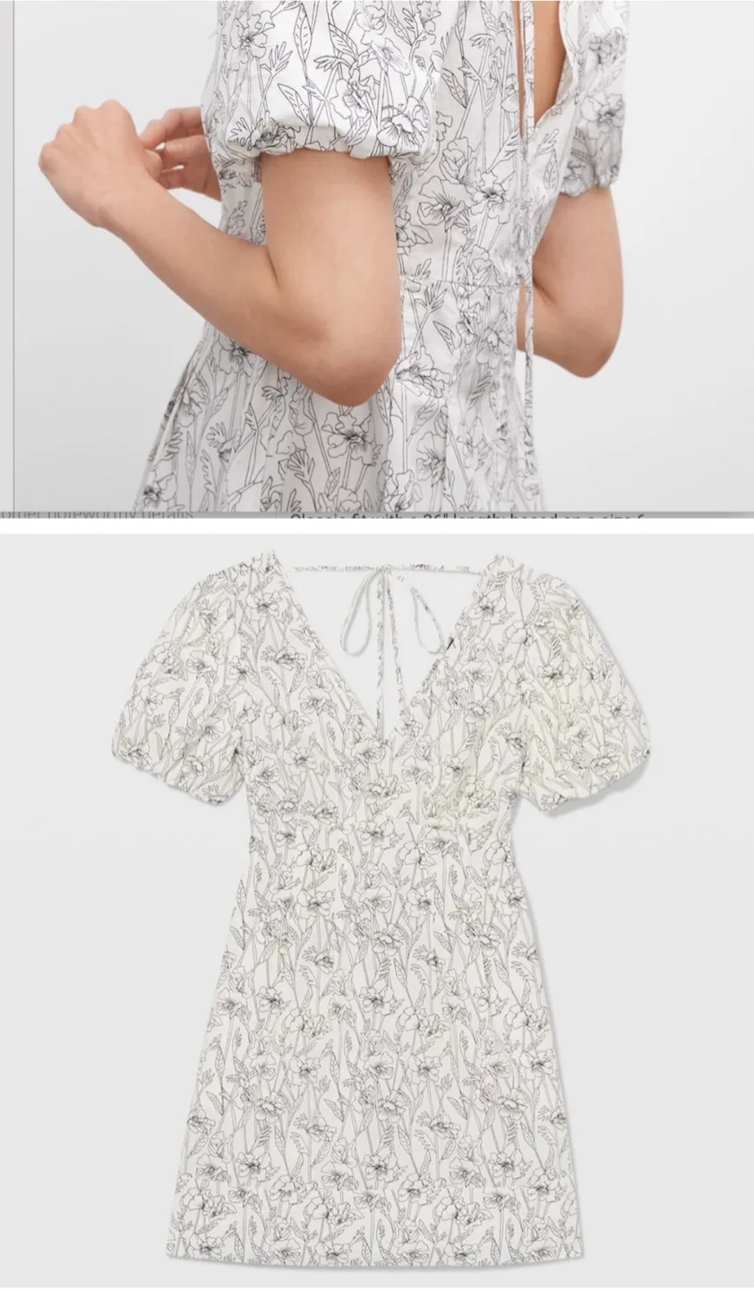 Club Monaco Mini Dress with Puff Sleeves L thumbnail