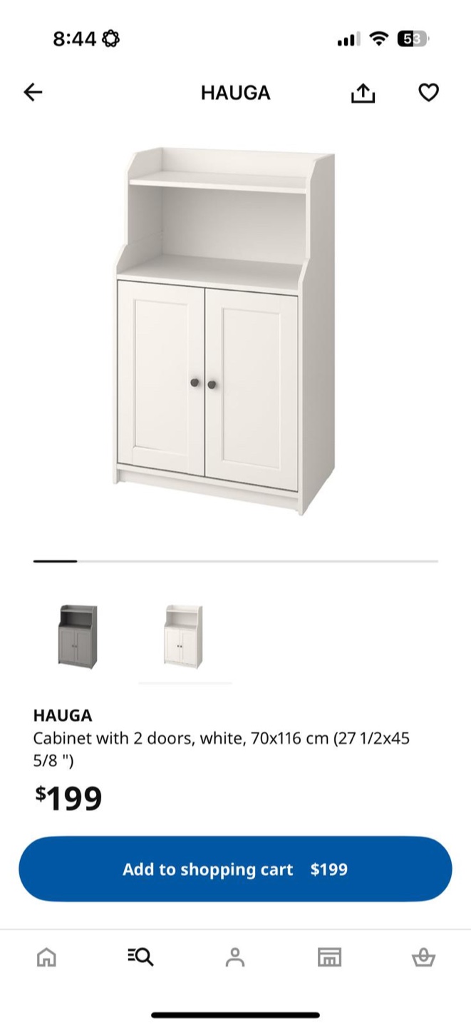 IKEA HAUGA White Cabinet with 2 Doors