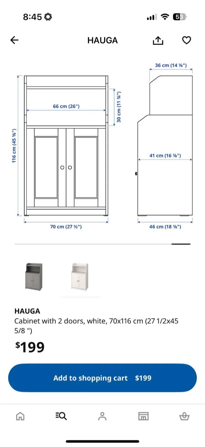 IKEA HAUGA White Cabinet with 2 Doors image indicator(2)