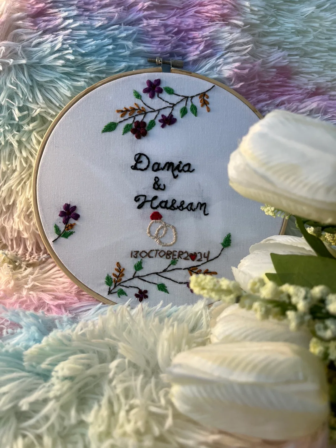 Custom Embroidered Wedding Anniversary Hoop image indicator(3)