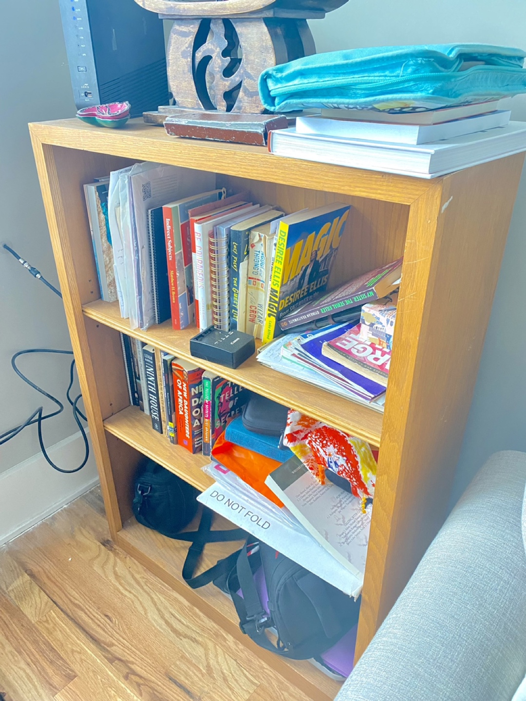 Three-shelf wooden bookcase