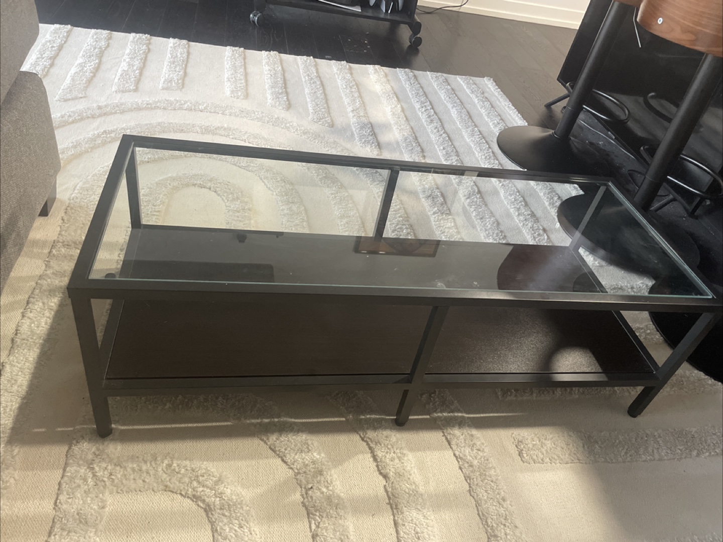 Modern Glass Top Coffee Table with Shelf - photo 2