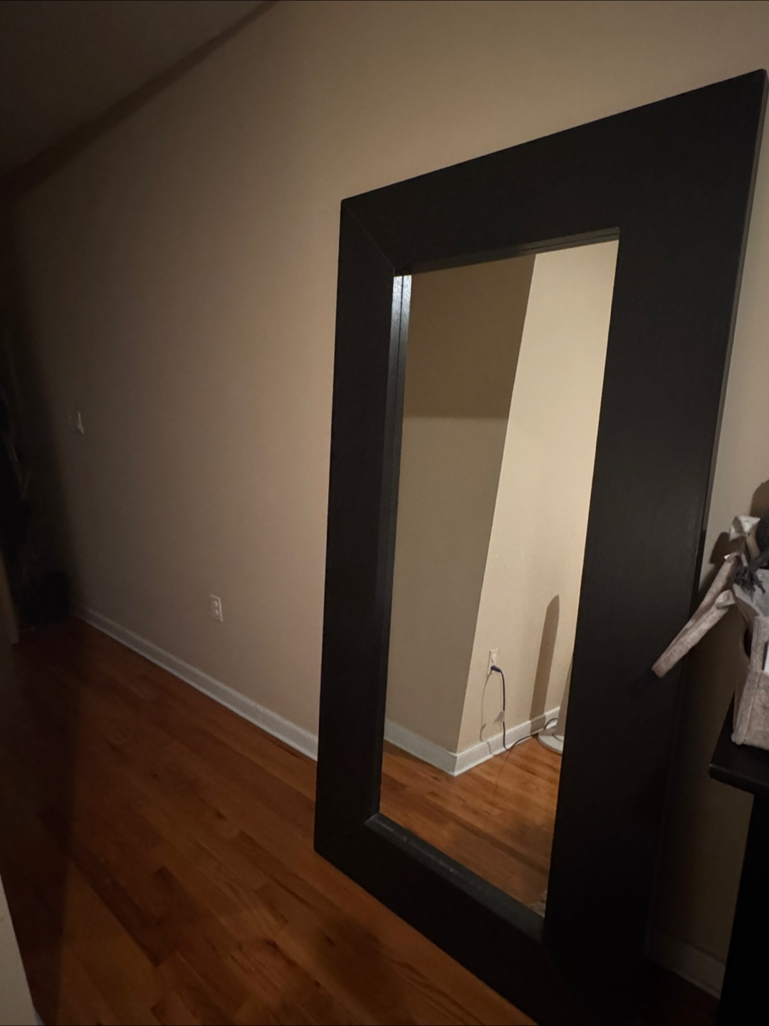FREE - Full Length Floor Mirror - Dark Wood Frame