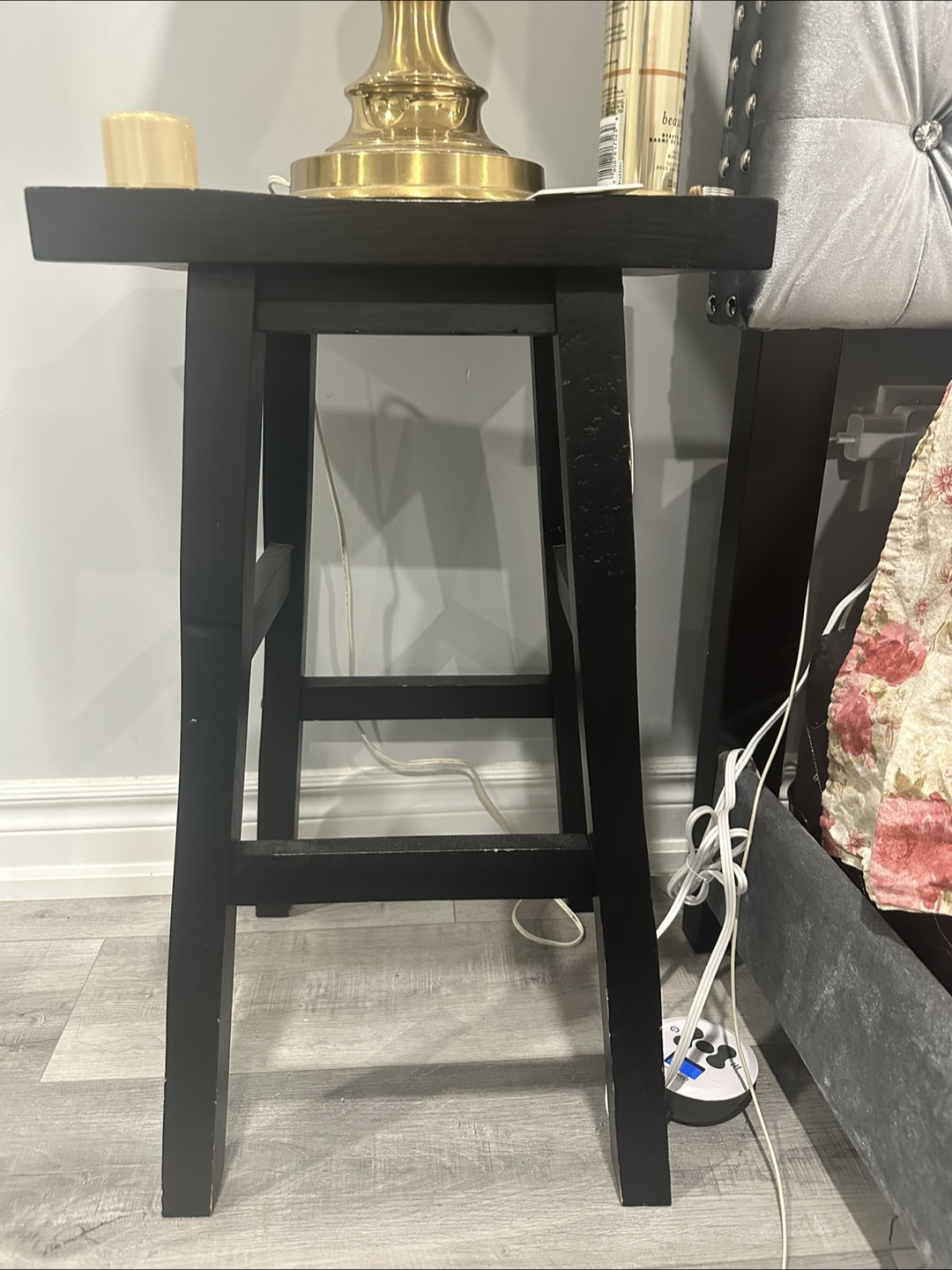 Black Wooden End Table
