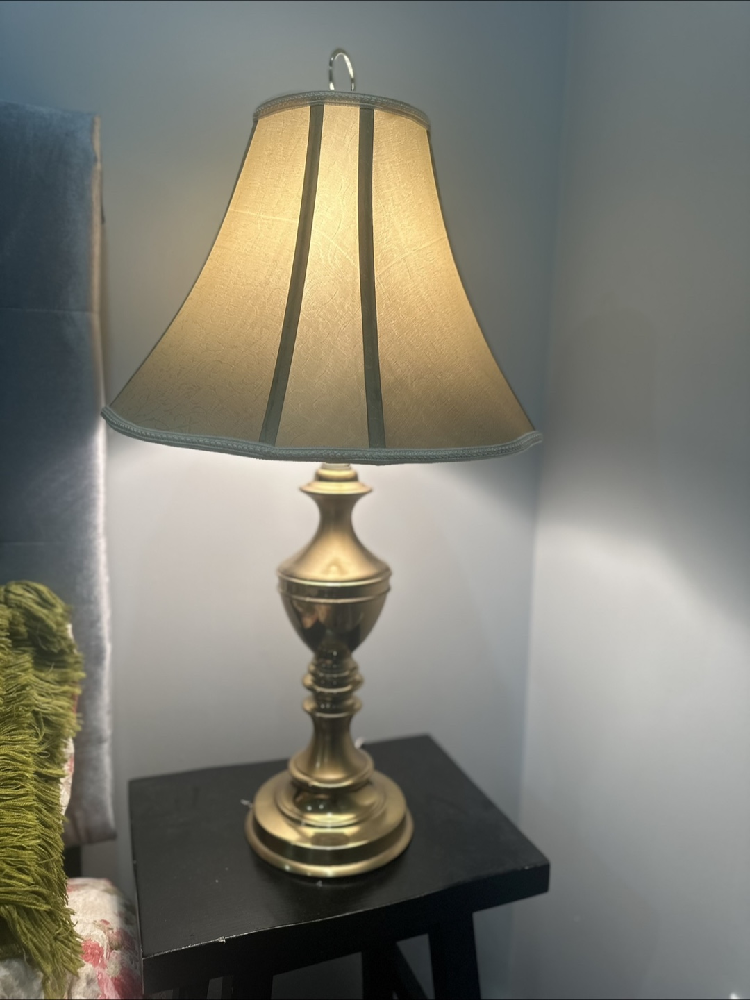 Brass Table Lamp with Beige Shade