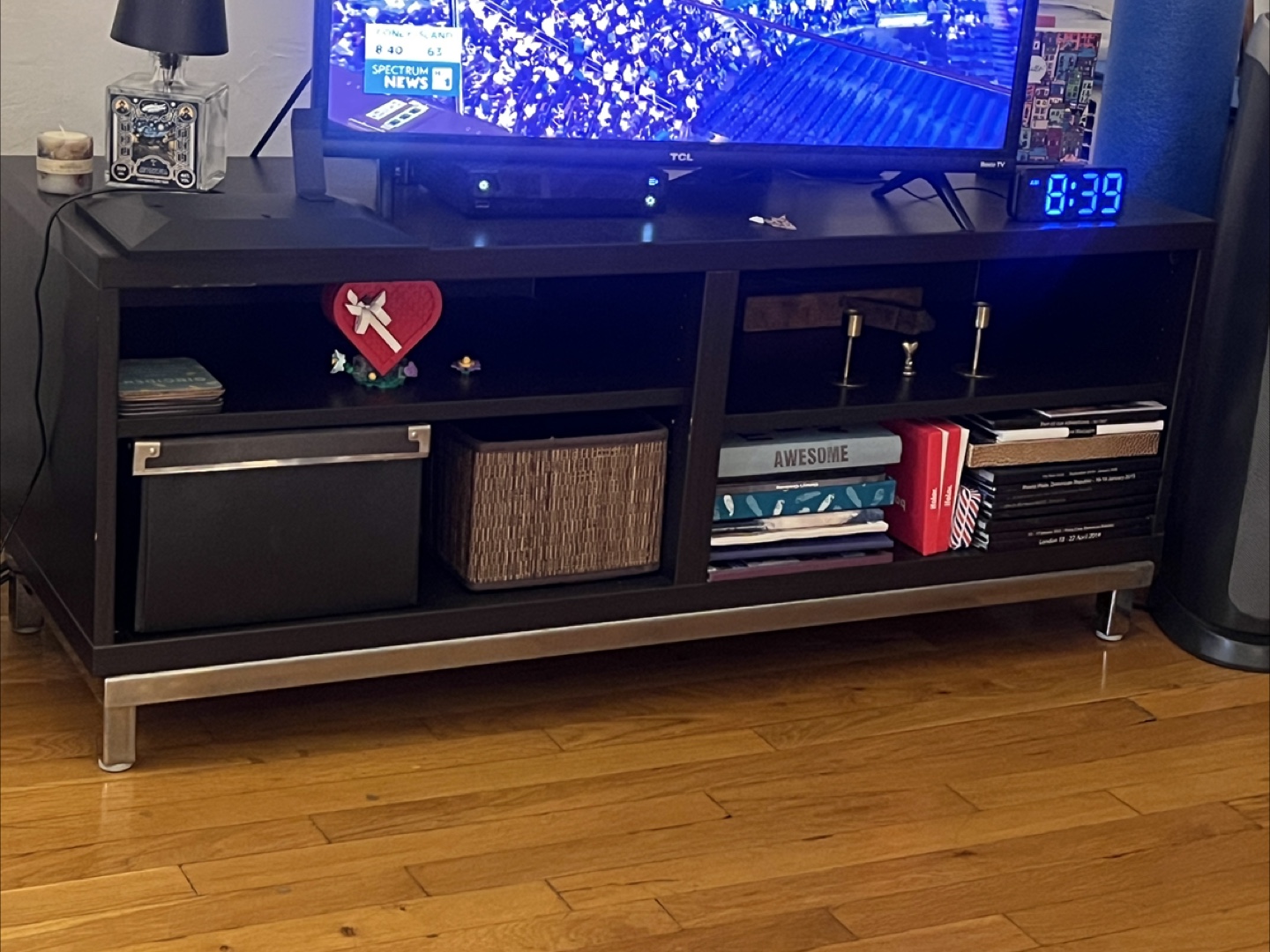 Black TV Stand with Shelves