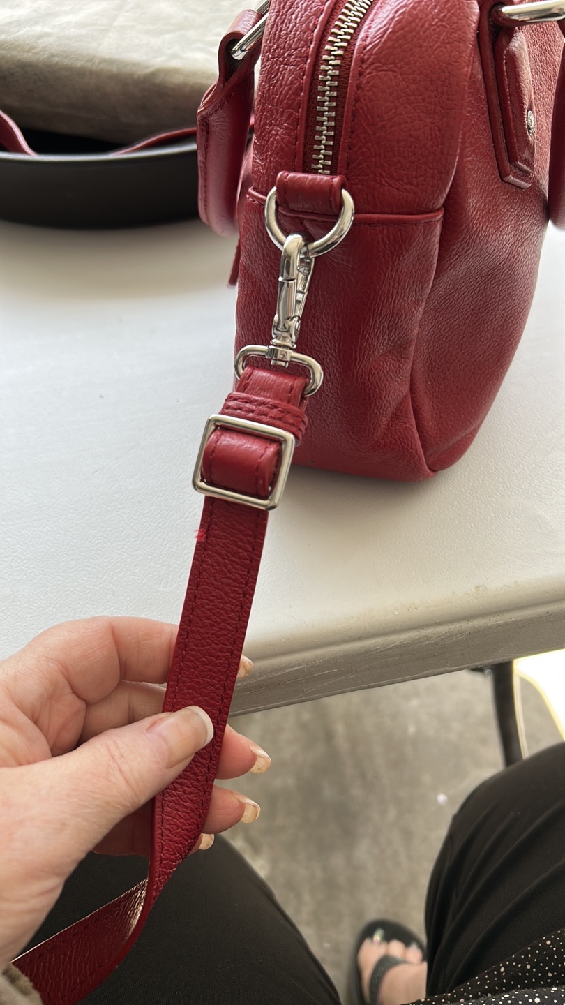 Red Leather Satchel Handbag