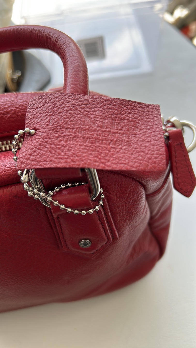 Red Leather Satchel Handbag - photo 3