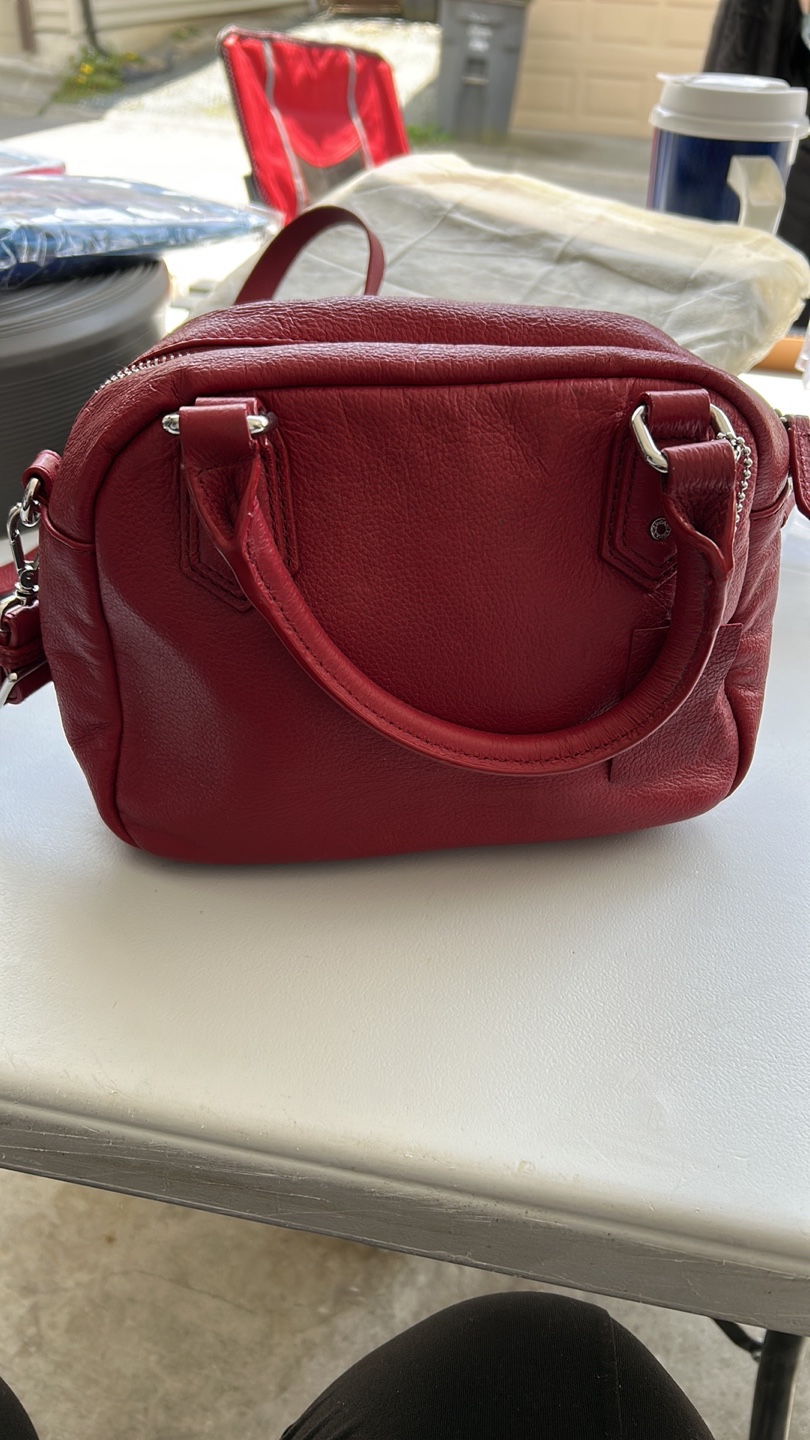 Red Leather Satchel Handbag - photo 2