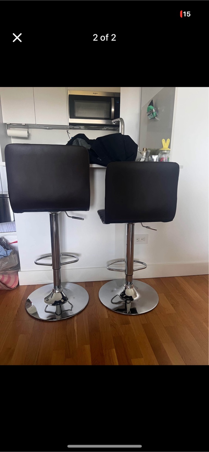 Pair of (2) Brown Leather Bar Stools - photo 2