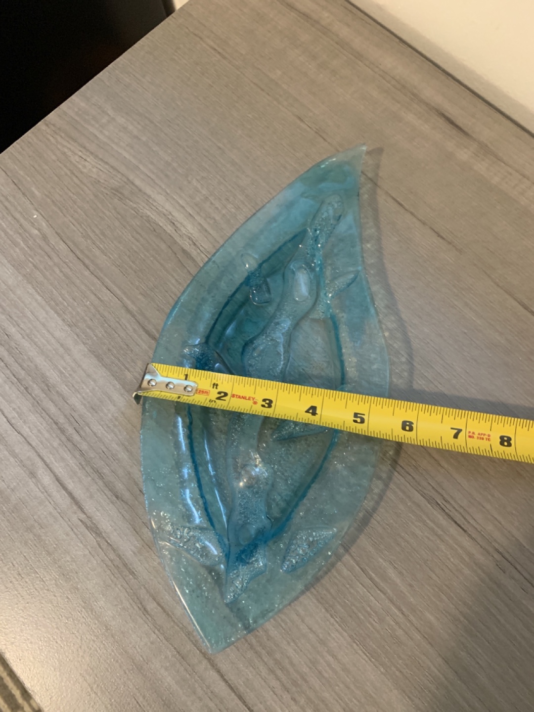 Turquoise glass leaf shape decor - photo 4