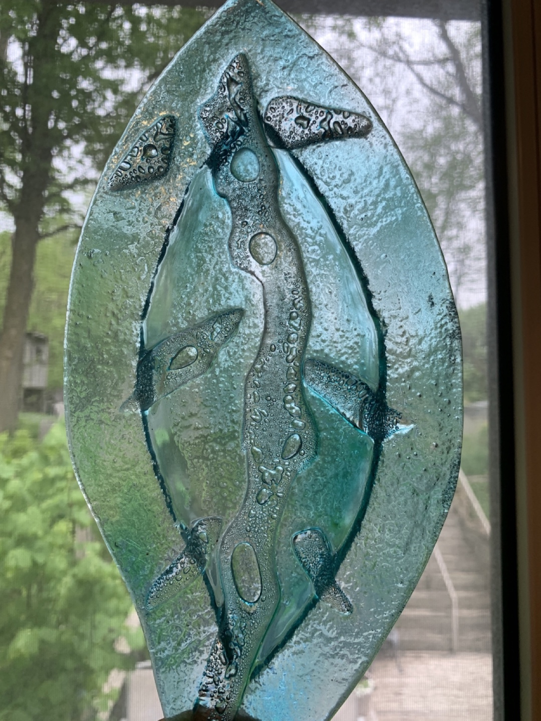 Turquoise glass leaf shape decor - photo 2
