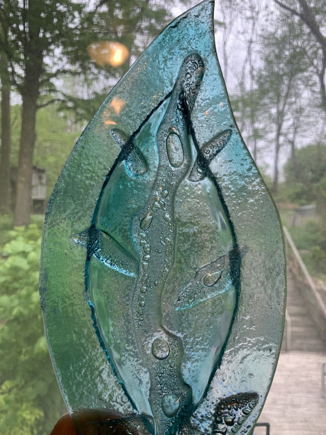 Turquoise glass leaf shape decor - photo 3