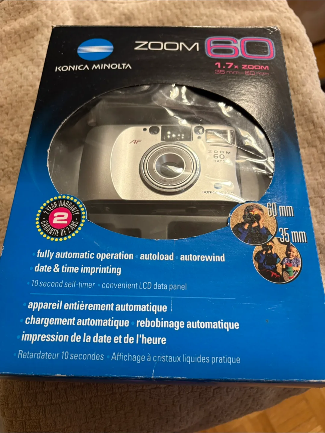 Konica Minolta Zoom 60 35mm Film Camera with Case & Manual thumbnail