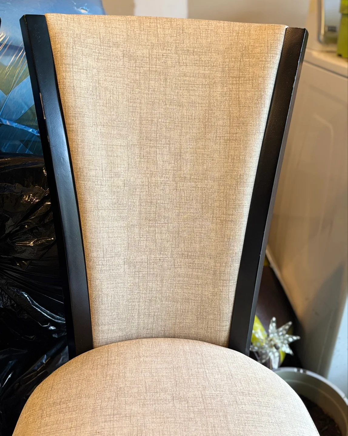 4 Pair of Beige Fabric Dining Chairs with Black Legs image indicator(2)