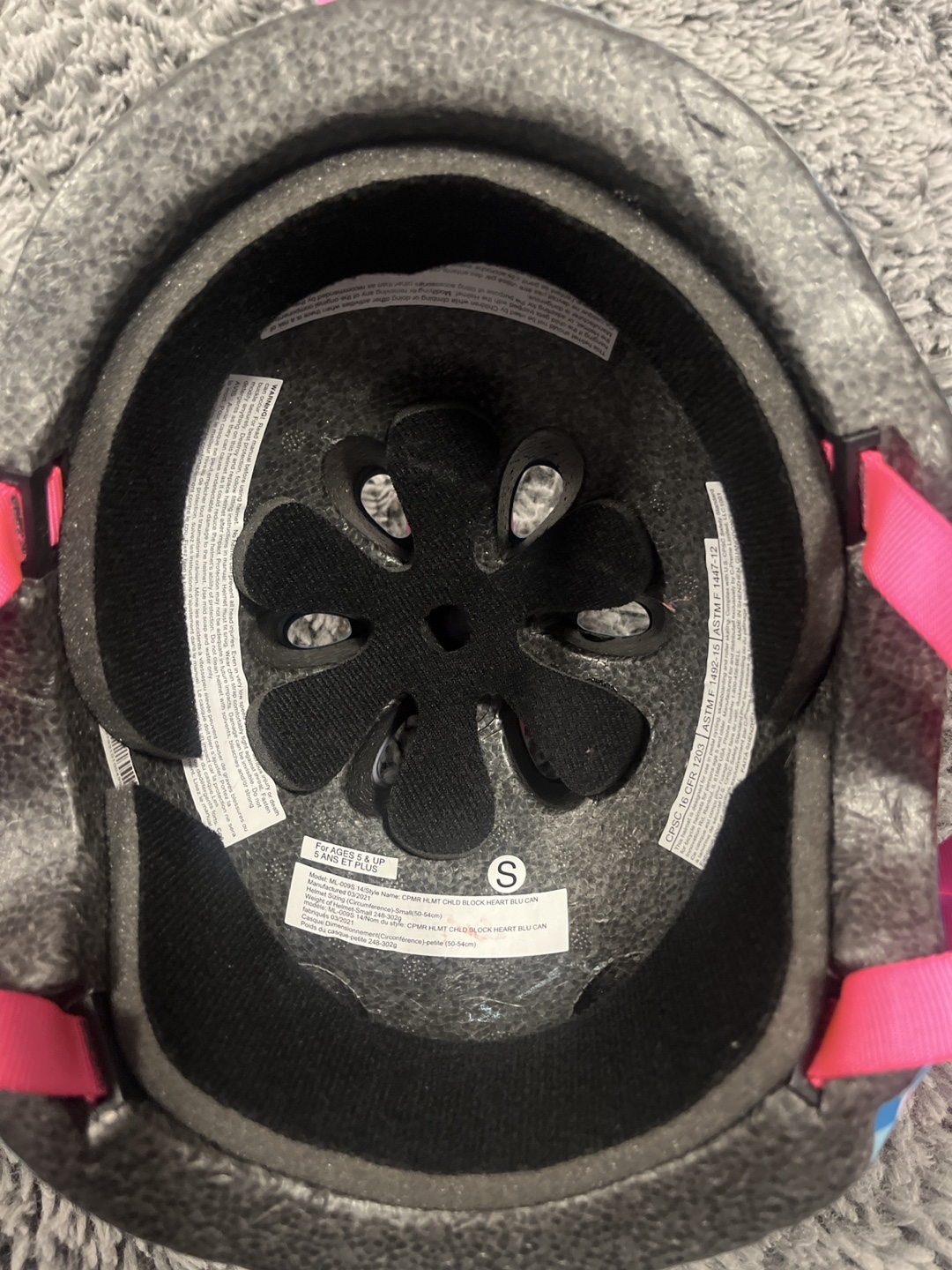 Kids' Bike Helmet, Size Small, Blue and Pink Pixel Design - photo 3