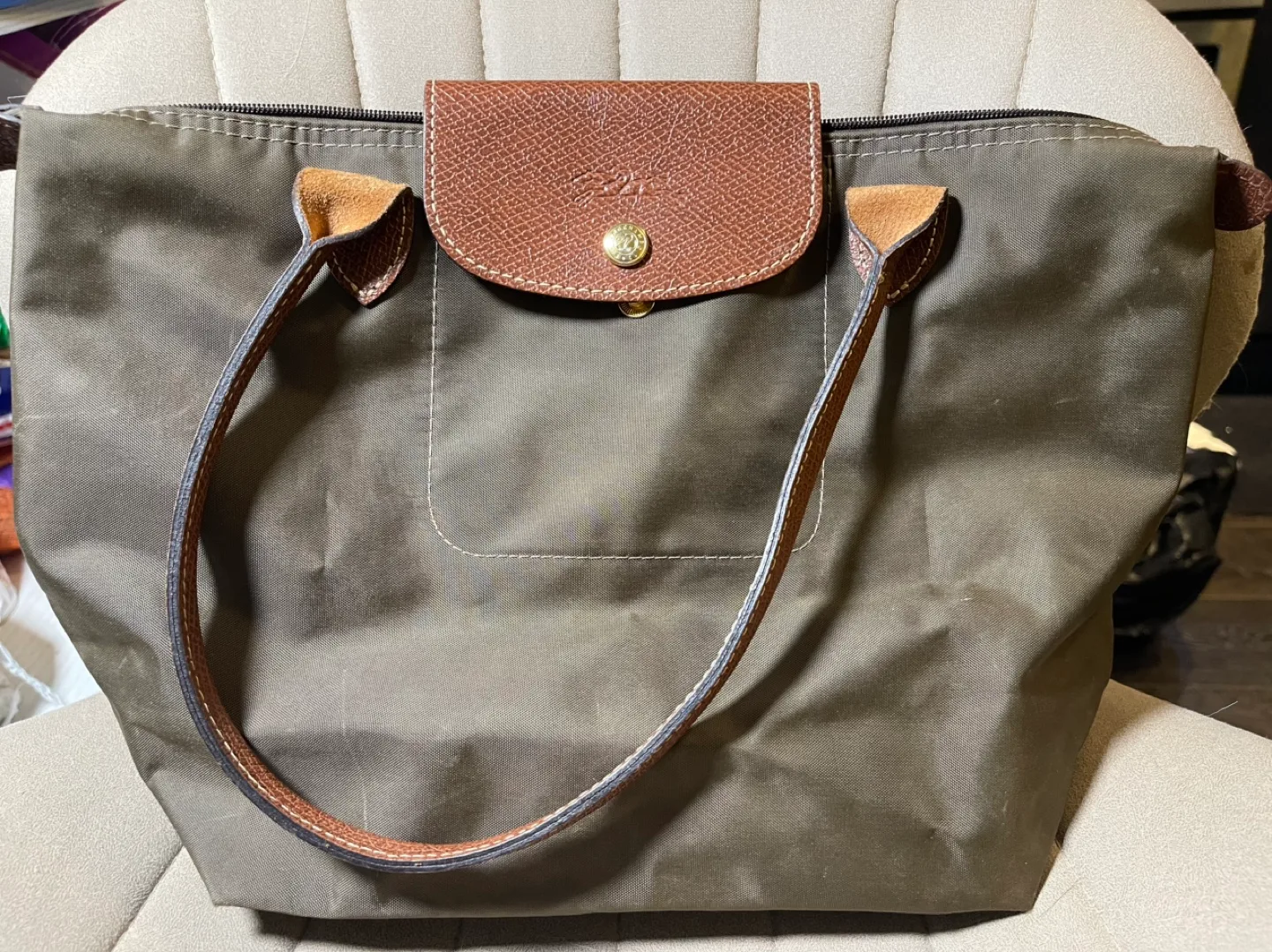 Longchamp Le Pliage Shopping Tote Bag - Olive Green thumbnail