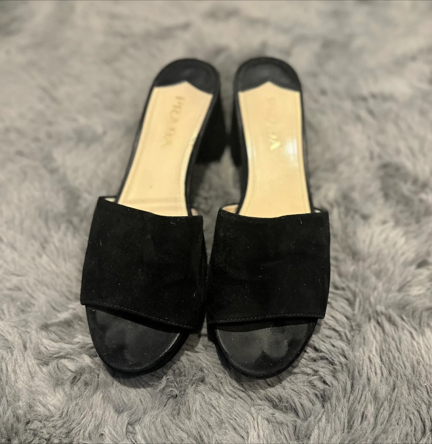Prada Black Suede Platform Sandals thumbnail