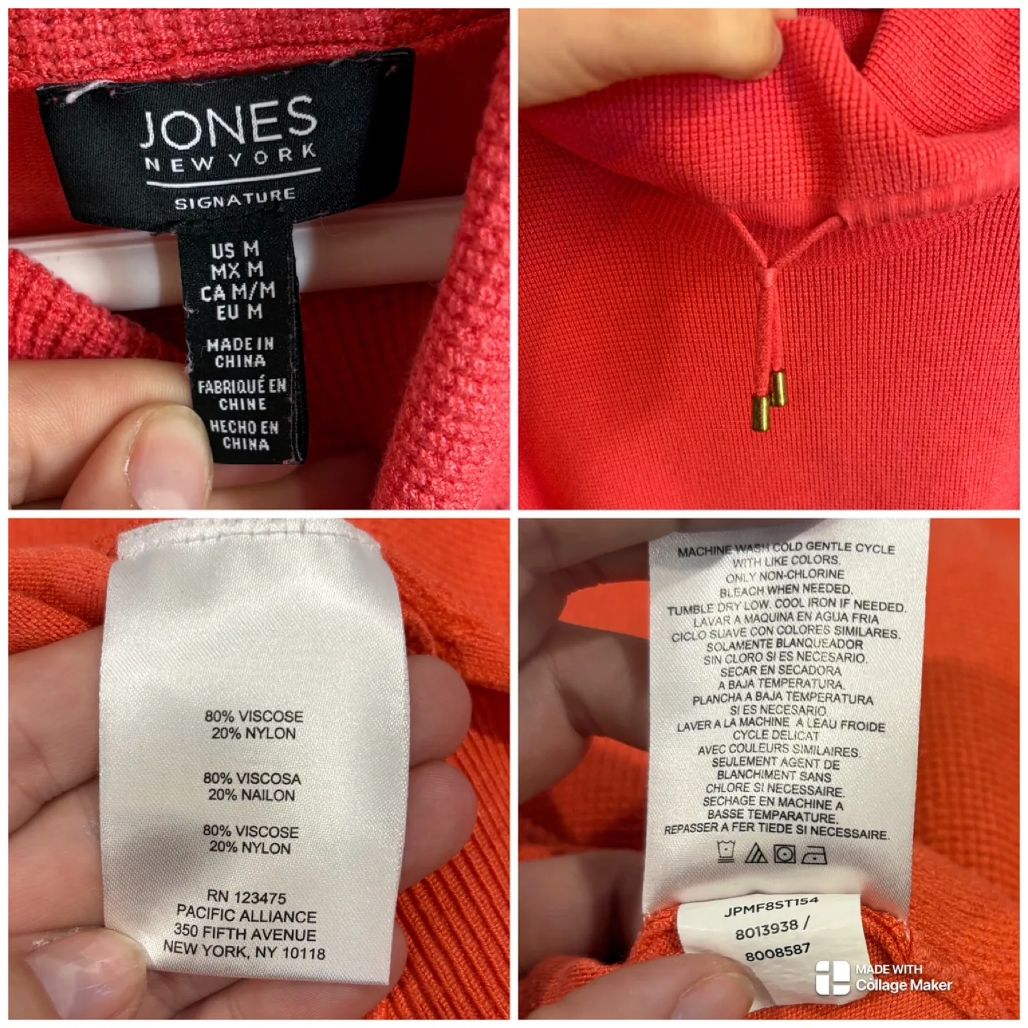 Jones New York Coral Waffle Knit Cowl Neck Drop Shoulder Sweater image indicator(10)
