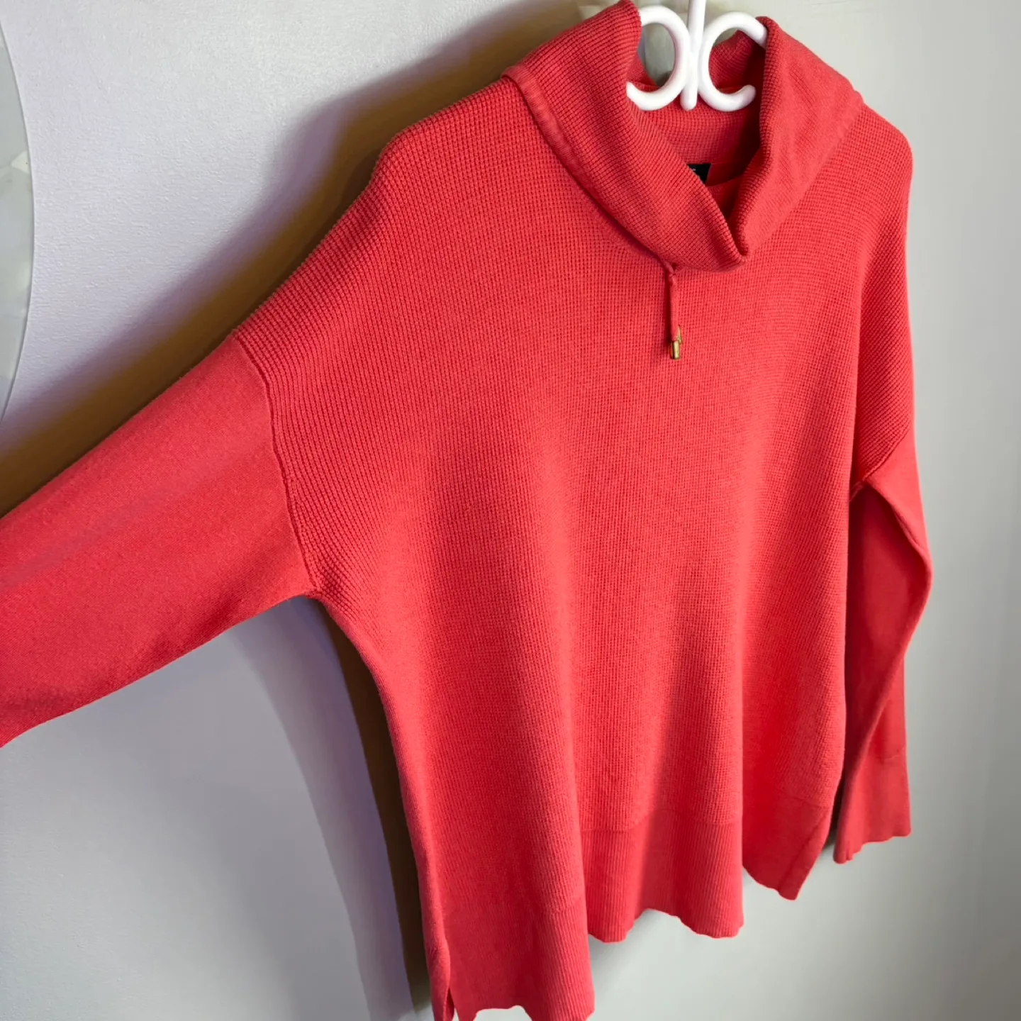 Jones New York Coral Waffle Knit Cowl Neck Drop Shoulder Sweater image indicator(2)