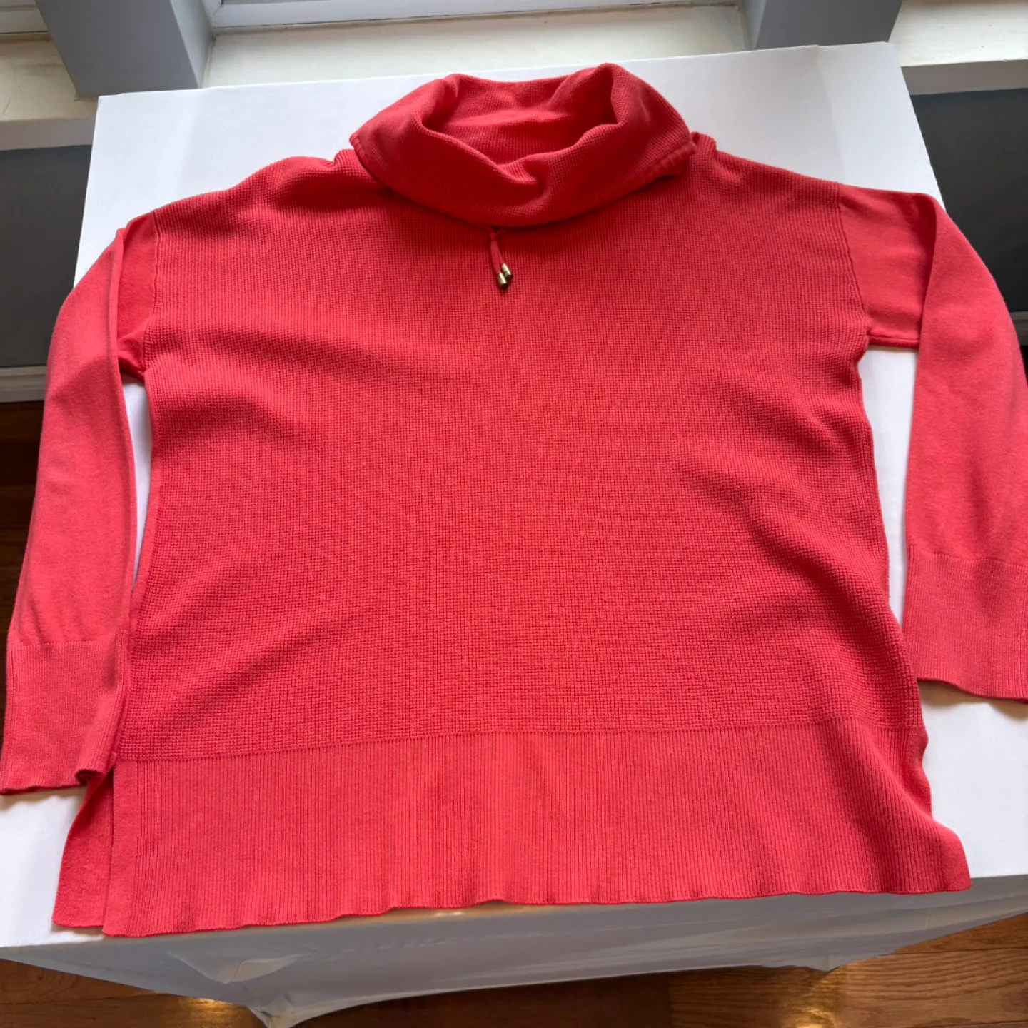 Jones New York Coral Waffle Knit Cowl Neck Drop Shoulder Sweater image indicator(6)