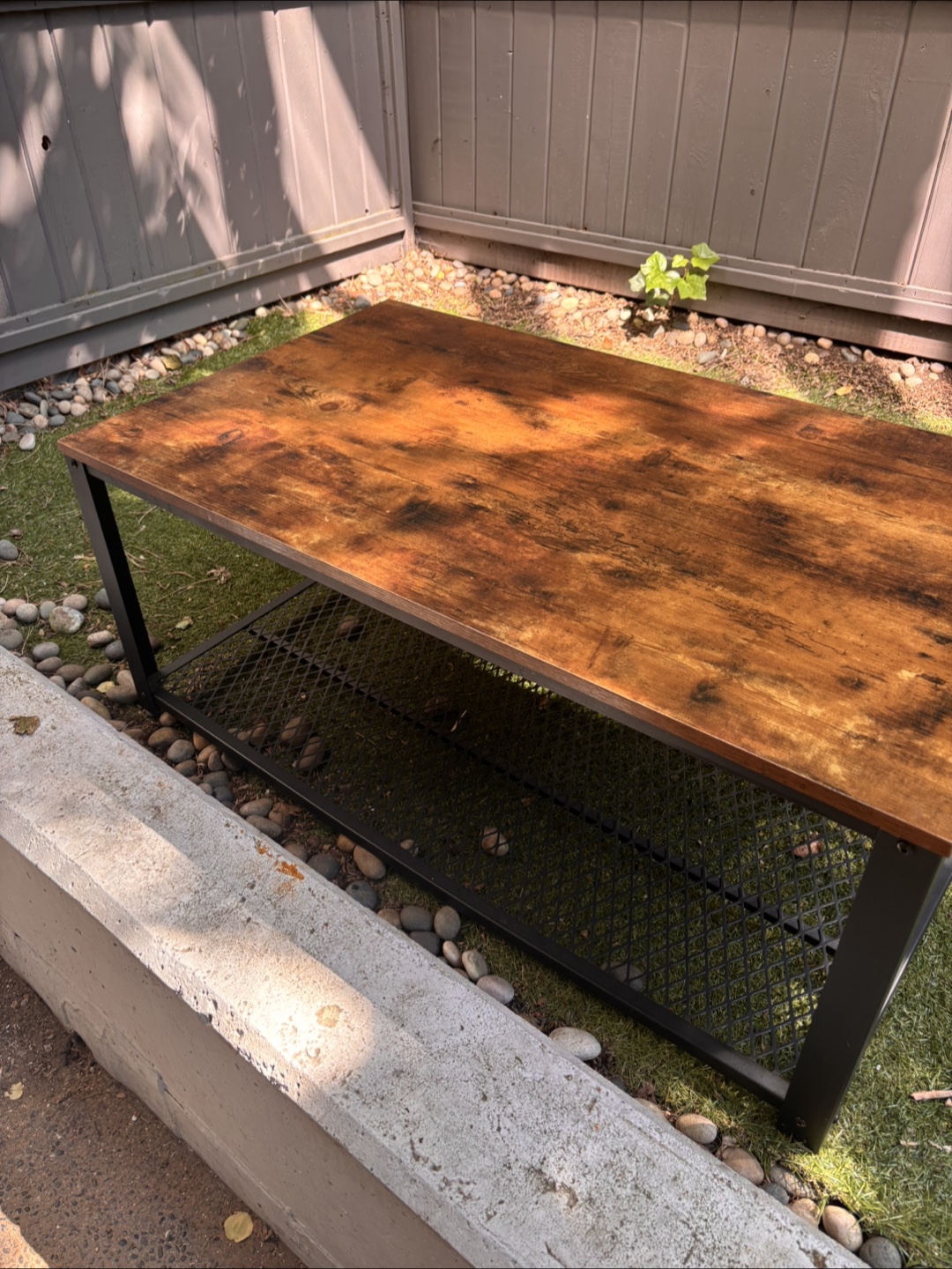 Rustic Industrial Coffee Table with Storage Shelf