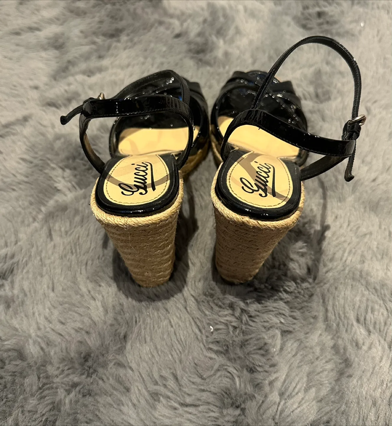 Gucci Black Patent Leather Wedge Sandals image indicator(3)