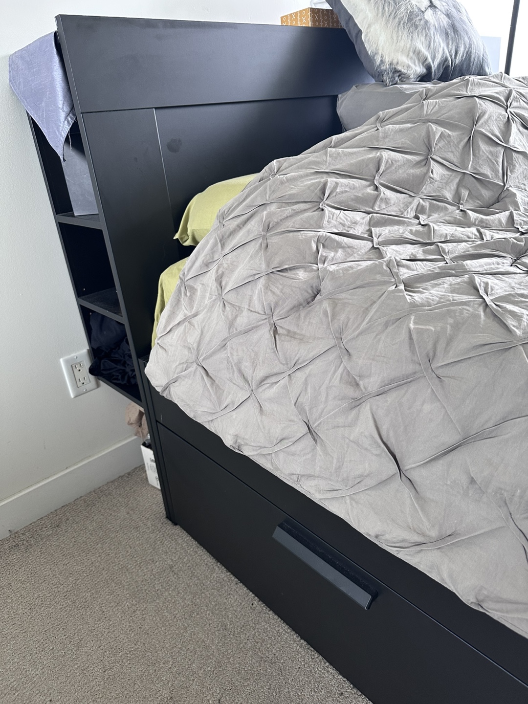 IKEA BRIMNES Black-Brown Queen Bed Frame with Storage - photo 3