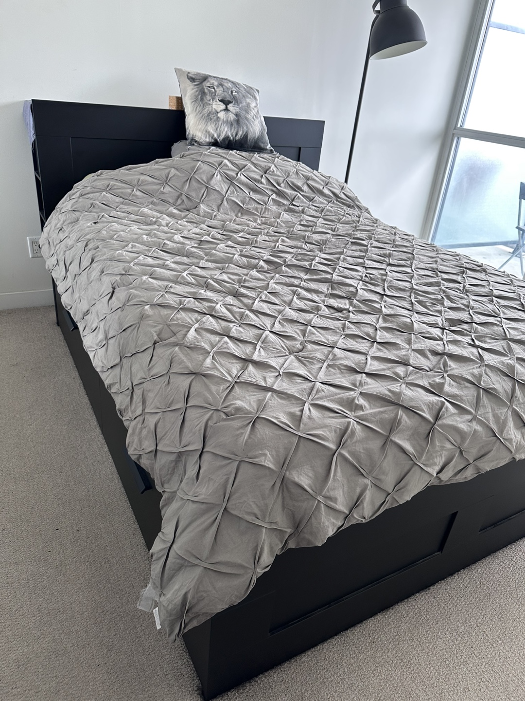 IKEA BRIMNES Black-Brown Queen Bed Frame with Storage