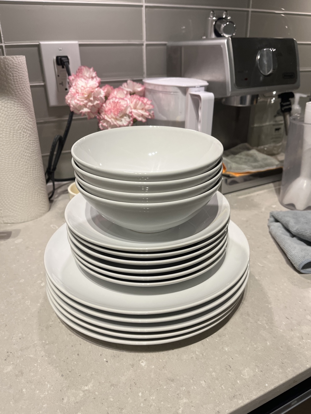 Stack of White Dinnerware
