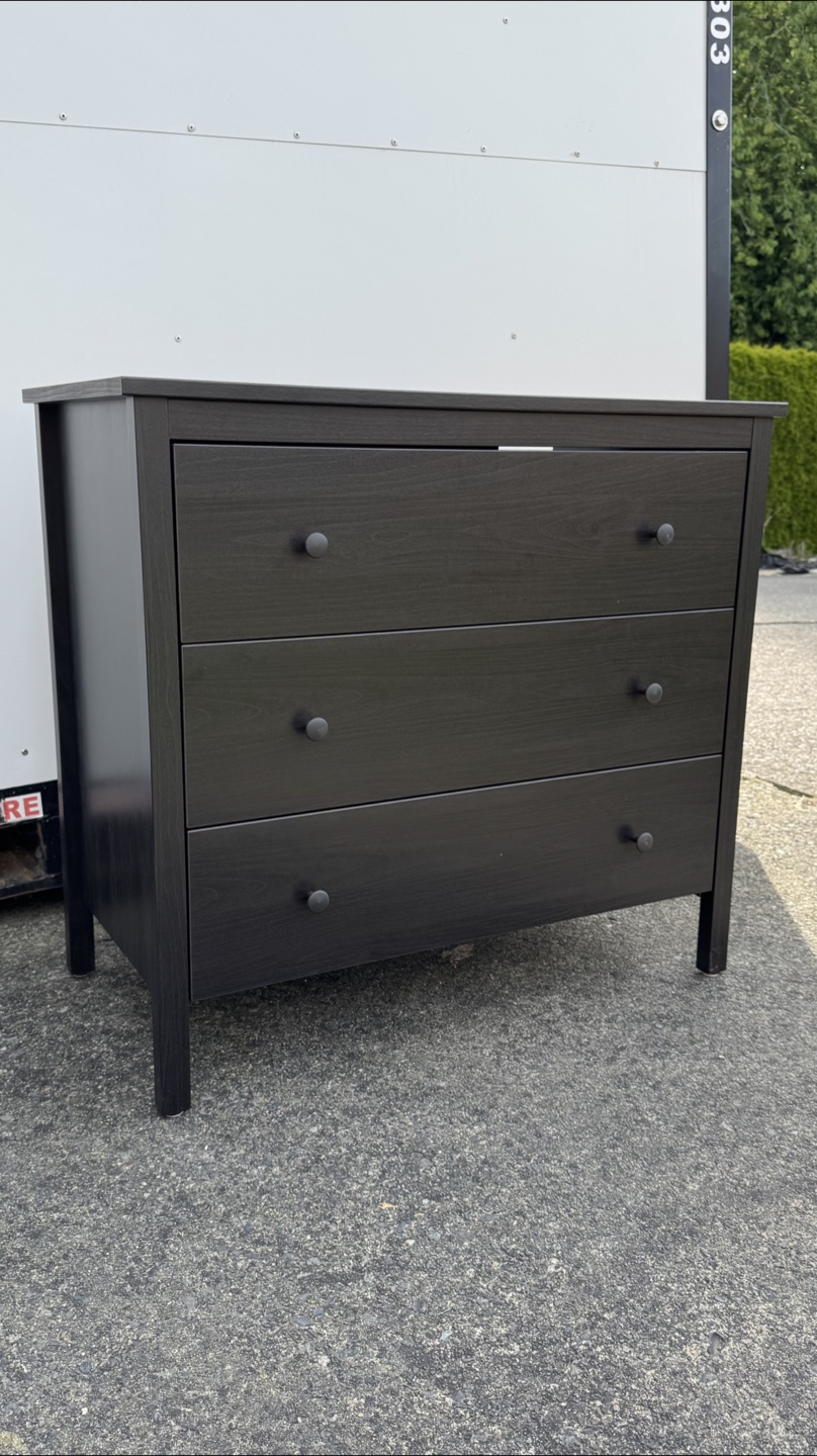 IKEA MALM 3-Drawer Chest - Black-Brown
