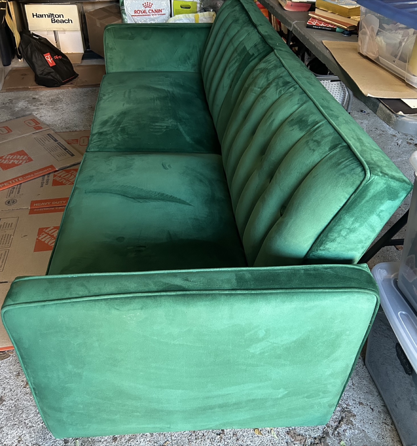 Green Velvet Futon Sofa - photo 2