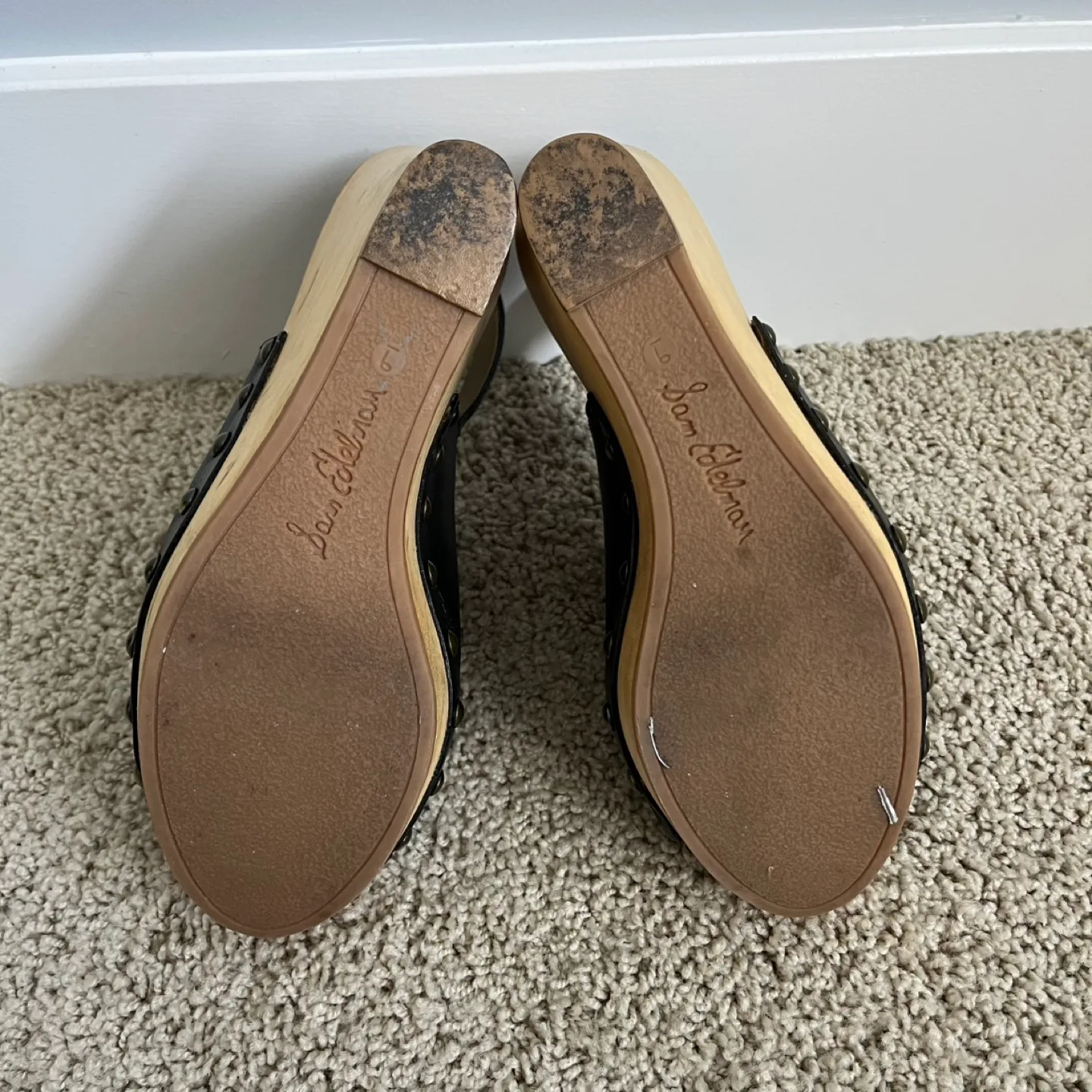 Sam Edelman Black Leather Studded Wedge Sandals image indicator(8)