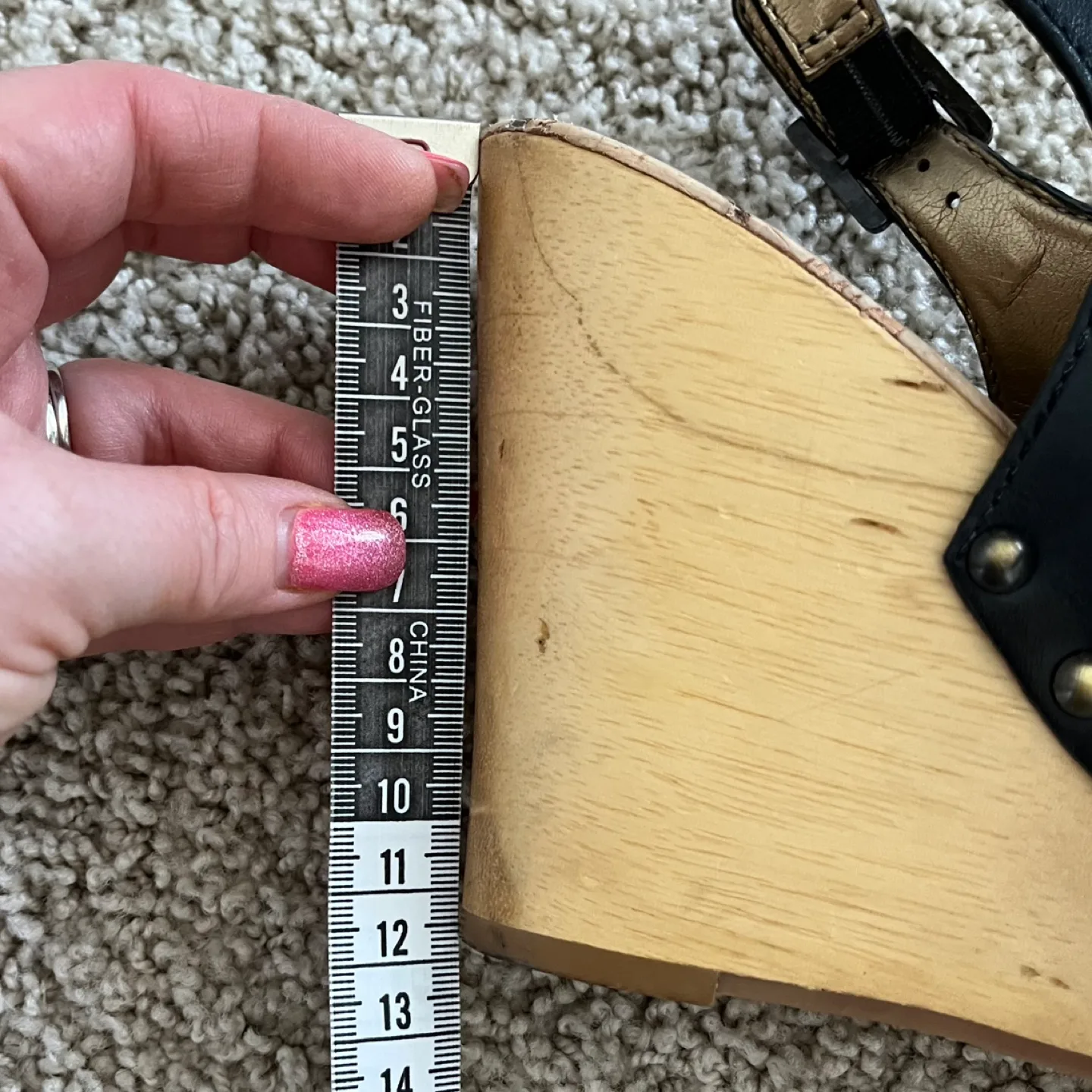 Sam Edelman Black Leather Studded Wedge Sandals image indicator(9)