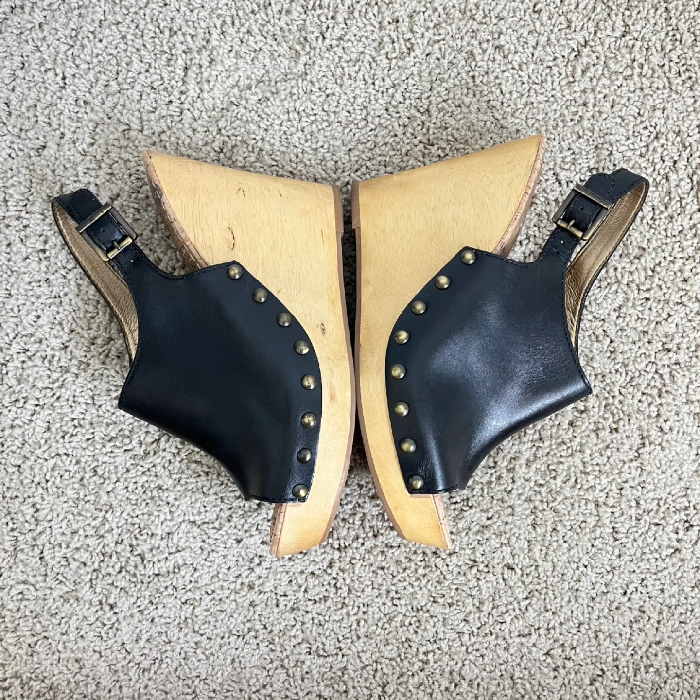 Sam Edelman Black Leather Studded Wedge Sandals image indicator(4)