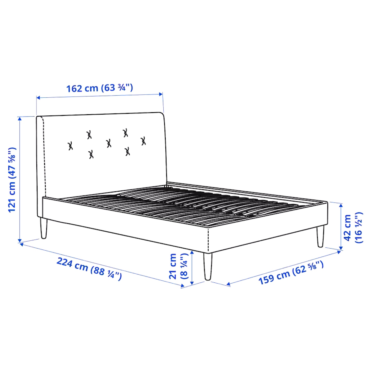 Queen Size Grey Bed Frame - photo 4