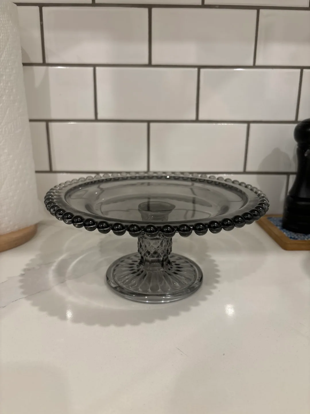 Smoked Grey Glass Cake Stand thumbnail