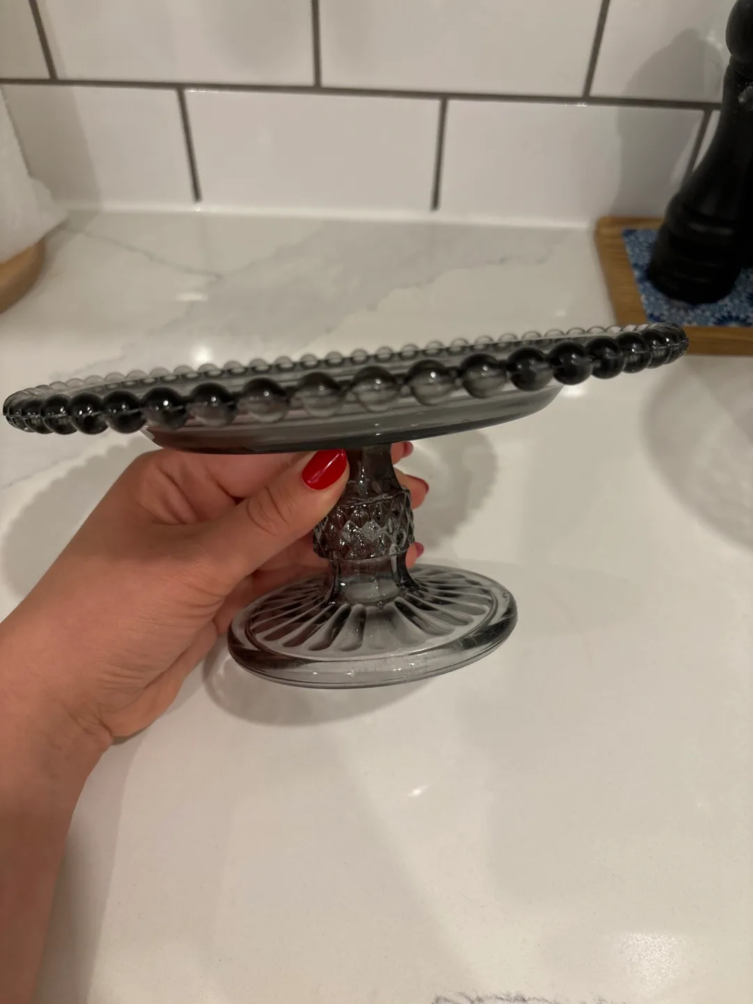 Smoked Grey Glass Cake Stand image indicator(2)