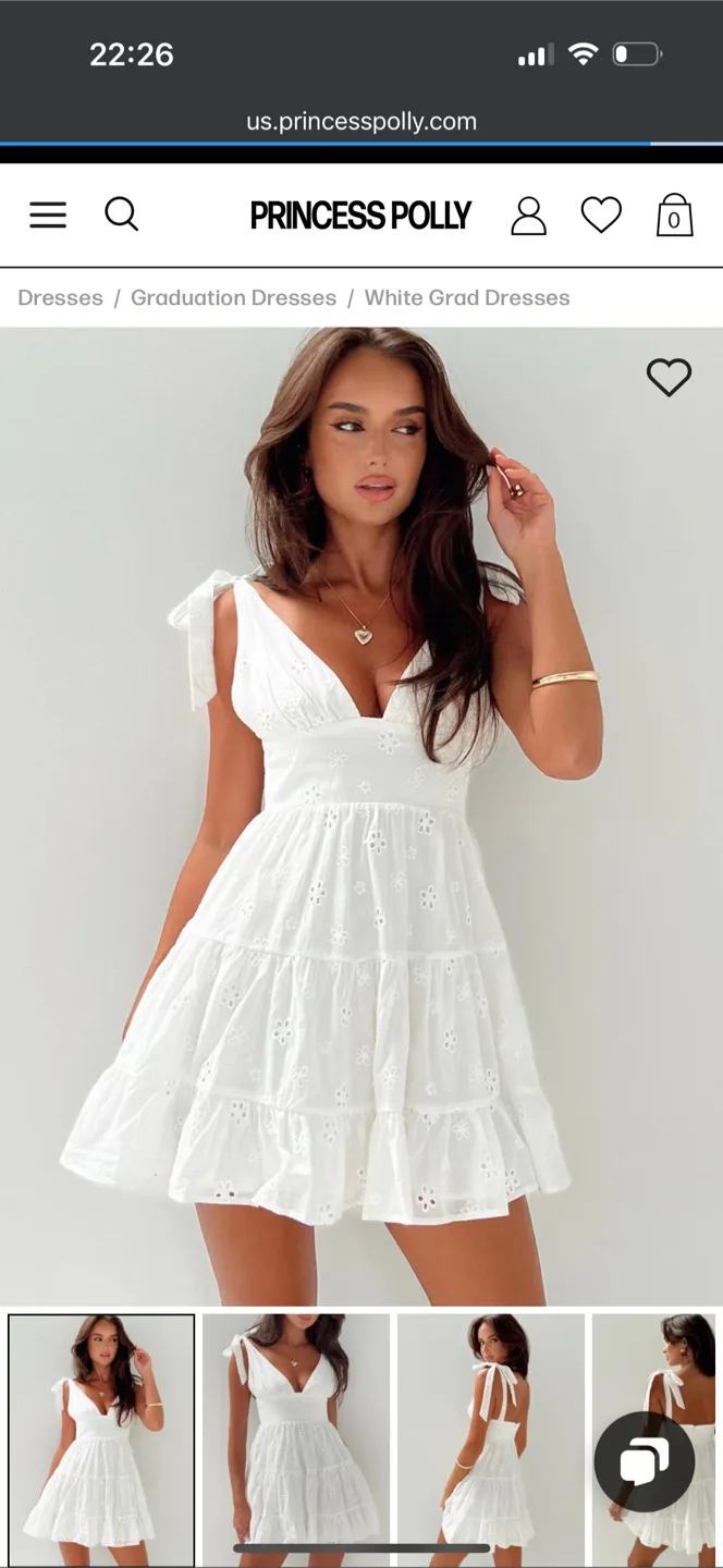 Princess Polly White Eyelet Mini Dress thumbnail