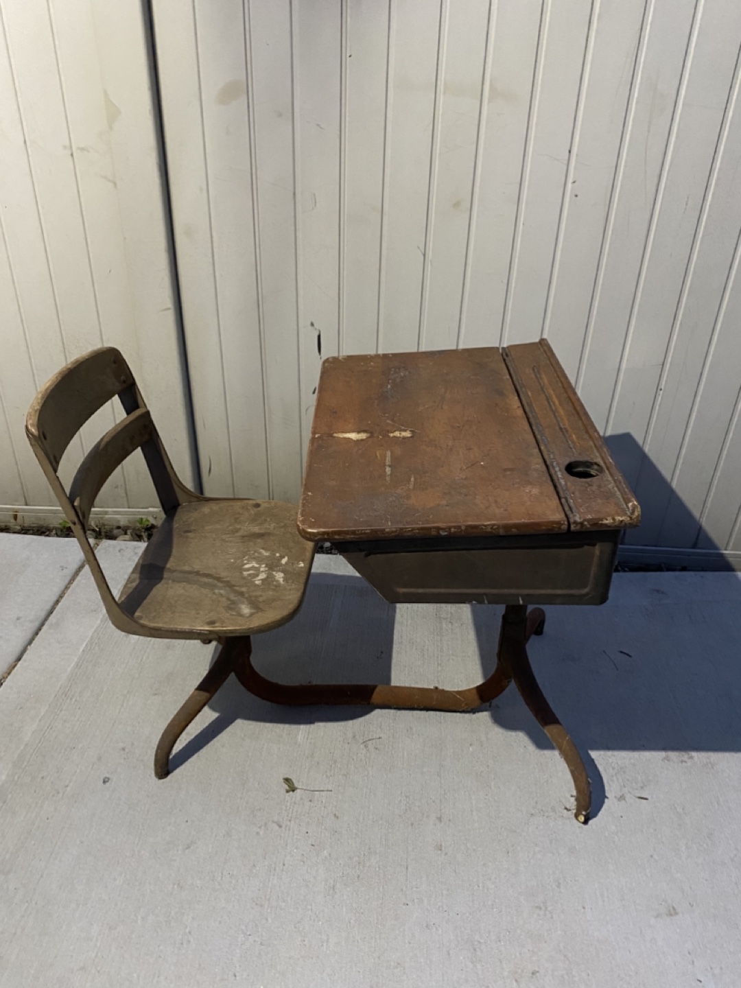 Vintage Child's School Desk and Chair Set