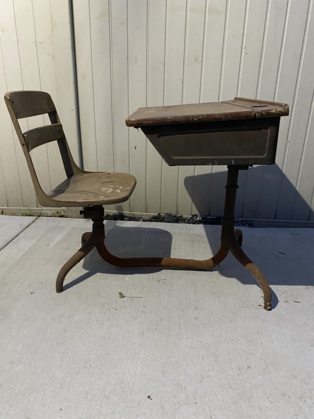 Vintage Child's School Desk and Chair Set - photo 3