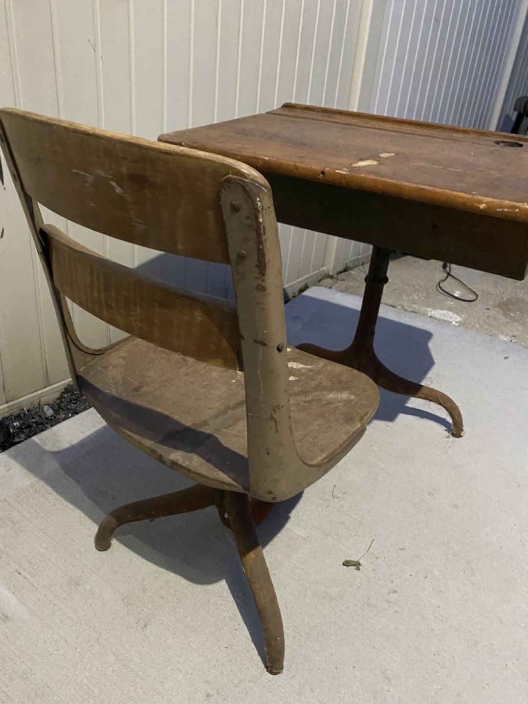 Vintage Child's School Desk and Chair Set - photo 5