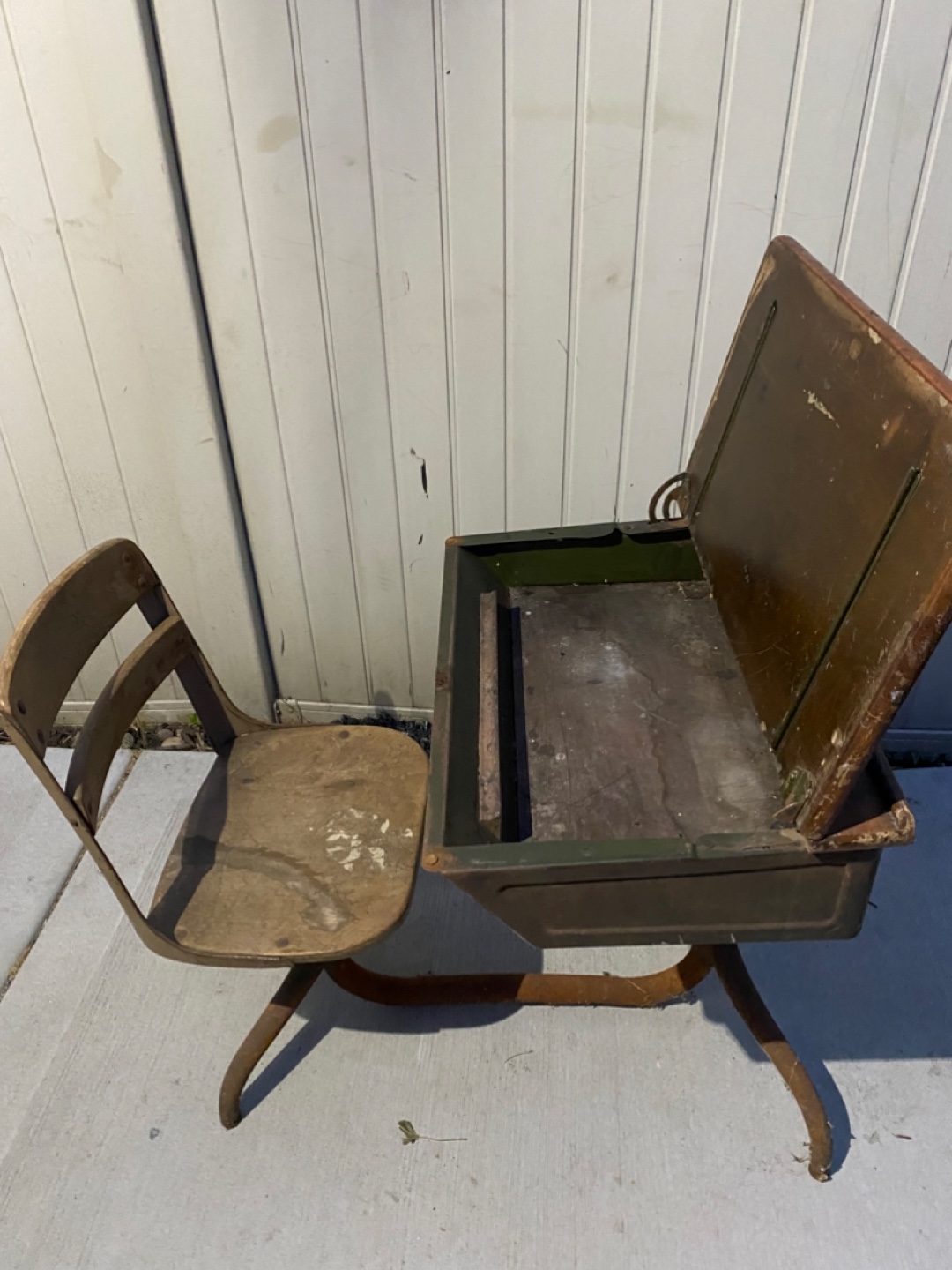 Vintage Child's School Desk and Chair Set - photo 2